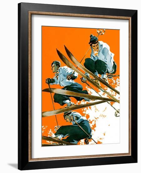 "Ski Jumpers,"February 26, 1938-Ski Weld-Framed Giclee Print