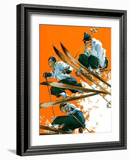 "Ski Jumpers,"February 26, 1938-Ski Weld-Framed Giclee Print