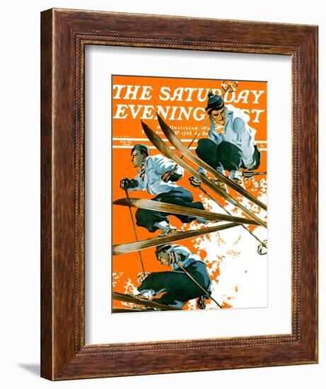 "Ski Jumpers," Saturday Evening Post Cover, February 26, 1938-Ski Weld-Framed Giclee Print