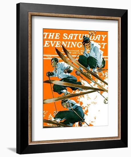 "Ski Jumpers," Saturday Evening Post Cover, February 26, 1938-Ski Weld-Framed Giclee Print