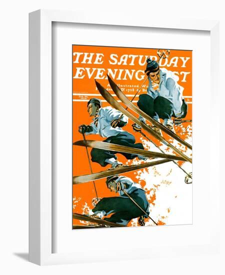 "Ski Jumpers," Saturday Evening Post Cover, February 26, 1938-Ski Weld-Framed Giclee Print