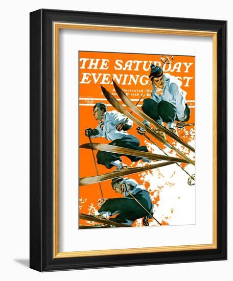 "Ski Jumpers," Saturday Evening Post Cover, February 26, 1938-Ski Weld-Framed Giclee Print