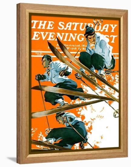 "Ski Jumpers," Saturday Evening Post Cover, February 26, 1938-Ski Weld-Framed Premier Image Canvas