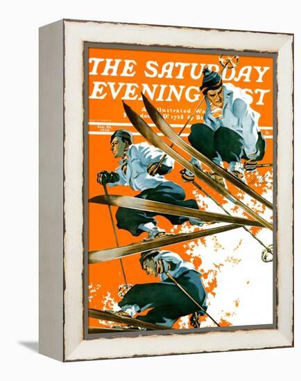 "Ski Jumpers," Saturday Evening Post Cover, February 26, 1938-Ski Weld-Framed Premier Image Canvas