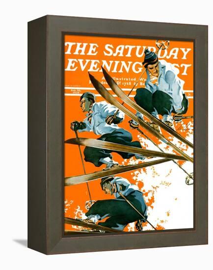 "Ski Jumpers," Saturday Evening Post Cover, February 26, 1938-Ski Weld-Framed Premier Image Canvas