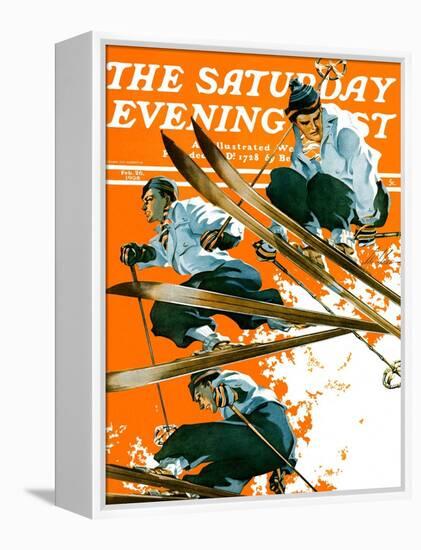 "Ski Jumpers," Saturday Evening Post Cover, February 26, 1938-Ski Weld-Framed Premier Image Canvas