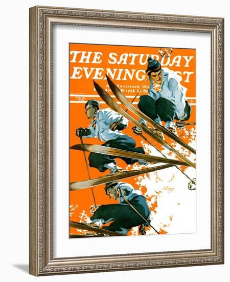 "Ski Jumpers," Saturday Evening Post Cover, February 26, 1938-Ski Weld-Framed Giclee Print