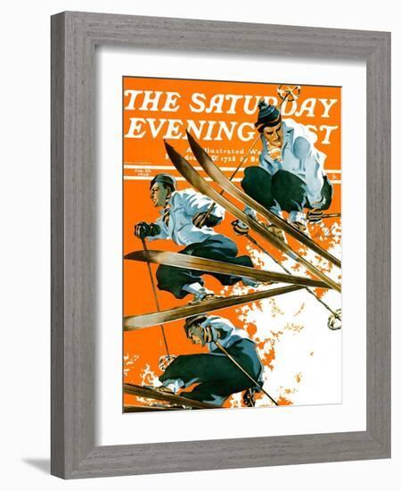 "Ski Jumpers," Saturday Evening Post Cover, February 26, 1938-Ski Weld-Framed Giclee Print