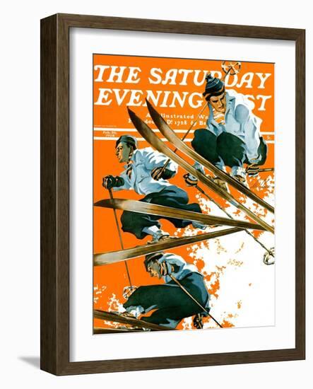 "Ski Jumpers," Saturday Evening Post Cover, February 26, 1938-Ski Weld-Framed Giclee Print