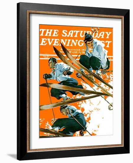 "Ski Jumpers," Saturday Evening Post Cover, February 26, 1938-Ski Weld-Framed Giclee Print