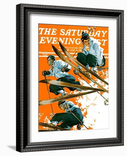 "Ski Jumpers," Saturday Evening Post Cover, February 26, 1938-Ski Weld-Framed Giclee Print