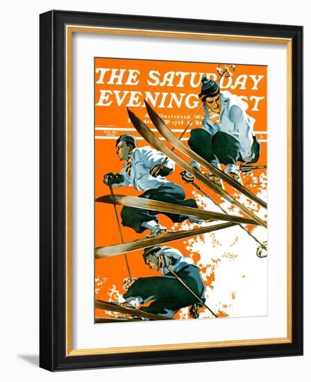 "Ski Jumpers," Saturday Evening Post Cover, February 26, 1938-Ski Weld-Framed Giclee Print