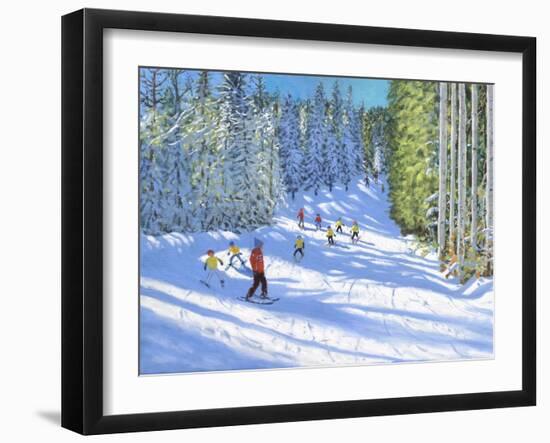 Ski lesson,Samoens,Franceoil on canvas-Andrew Macara-Framed Giclee Print