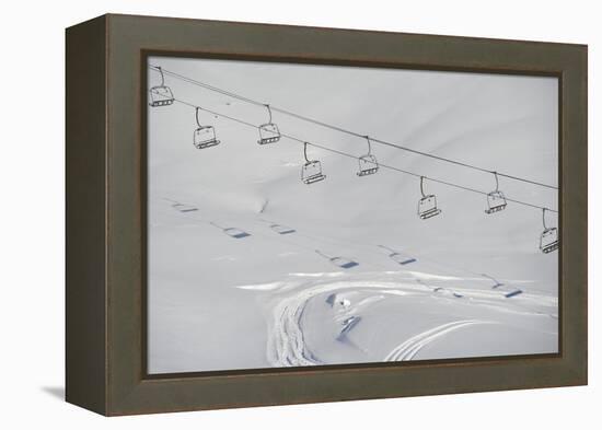 Ski Lifts in the Region of Bavarian Oberstdorf in Winter-Frank May-Framed Stretched Canvas