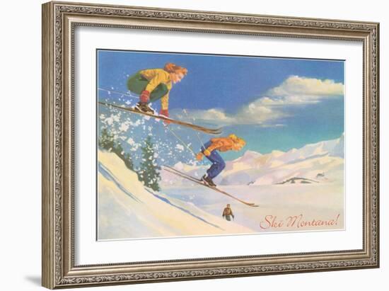 Ski Montana, Ladies Skiing-null-Framed Art Print