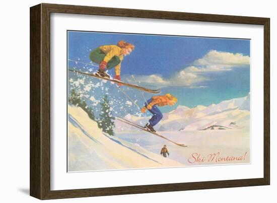 Ski Montana, Ladies Skiing-null-Framed Art Print