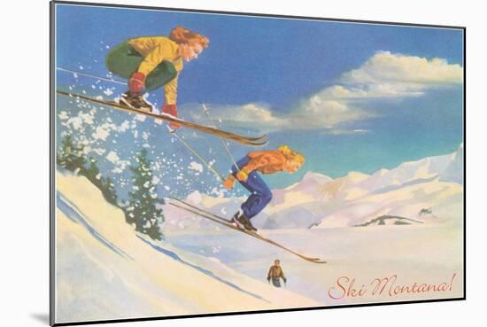 Ski Montana, Ladies Skiing-null-Mounted Art Print