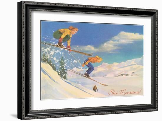 Ski Montana, Ladies Skiing-null-Framed Art Print