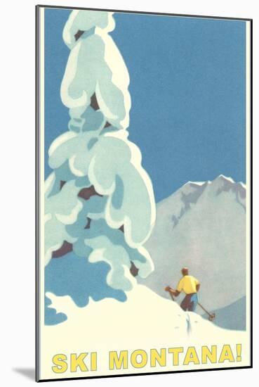 Ski Montana, Snow on Pine Tree-null-Mounted Art Print