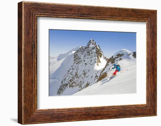 Ski mountaneering, Forni glacier, Italy, Alps. Ski mountaneering at Forni Glacier in italian Alps-ClickAlps-Framed Photographic Print