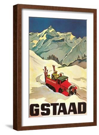 Gstaad Vintage Illustrated art painting Travel Poster Print for  Glass Frame 36" 