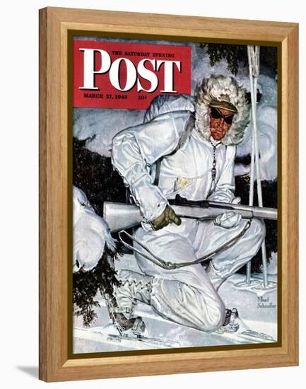 "Ski Patrol Soldier," Saturday Evening Post Cover, March 27, 1943-Mead Schaeffer-Framed Premier Image Canvas