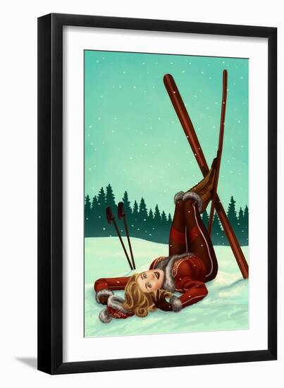 Ski Pinup-Lantern Press-Framed Art Print