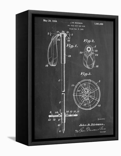 Ski Pole Patent-null-Framed Stretched Canvas