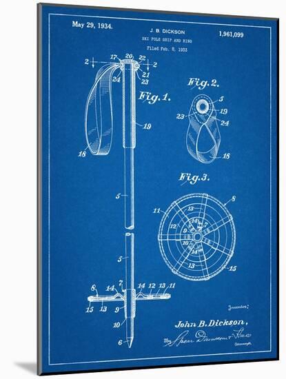 Ski Pole Patent-null-Mounted Art Print