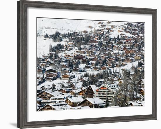 Ski Resort Chalets, Verbier, Valais, Wallis, Switzerland-Walter Bibikow-Framed Photographic Print