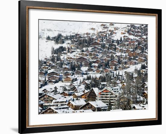 Ski Resort Chalets, Verbier, Valais, Wallis, Switzerland-Walter Bibikow-Framed Photographic Print