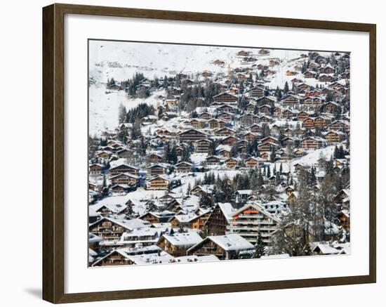 Ski Resort Chalets, Verbier, Valais, Wallis, Switzerland-Walter Bibikow-Framed Photographic Print