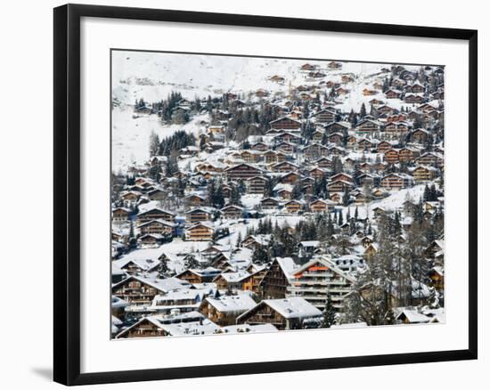 Ski Resort Chalets, Verbier, Valais, Wallis, Switzerland-Walter Bibikow-Framed Photographic Print