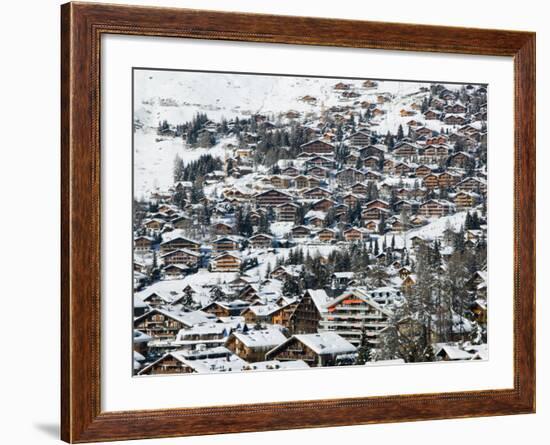 Ski Resort Chalets, Verbier, Valais, Wallis, Switzerland-Walter Bibikow-Framed Photographic Print