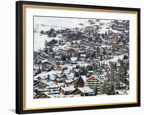 Ski Resort Chalets, Verbier, Valais, Wallis, Switzerland-Walter Bibikow-Framed Photographic Print