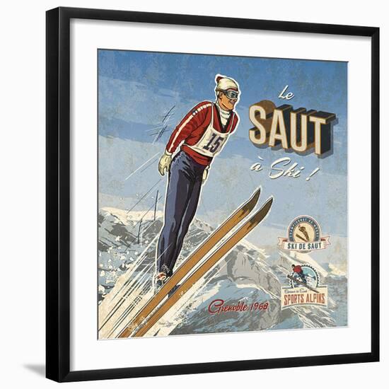 Ski saut-Bruno Pozzo-Framed Art Print