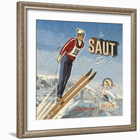 Ski saut-Bruno Pozzo-Framed Art Print