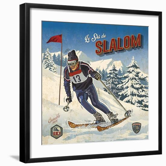 Ski slalom-Bruno Pozzo-Framed Art Print