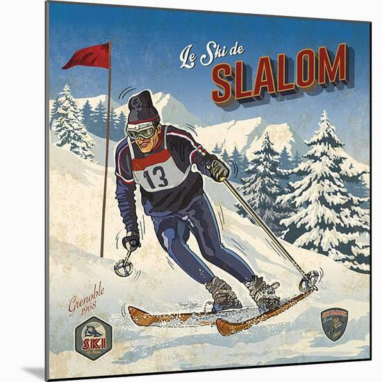 Ski slalom-Bruno Pozzo-Mounted Art Print