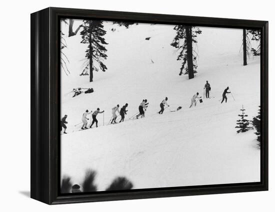 Ski Slope at Squaw Valley During Winter Olympics-George Silk-Framed Premier Image Canvas