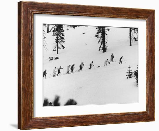 Ski Slope at Squaw Valley During Winter Olympics-George Silk-Framed Photographic Print