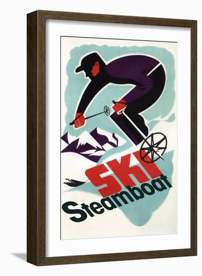 Ski Steamboat Springs, Co - Vintage Travel Poster, c.2008-Lantern Press-Framed Art Print