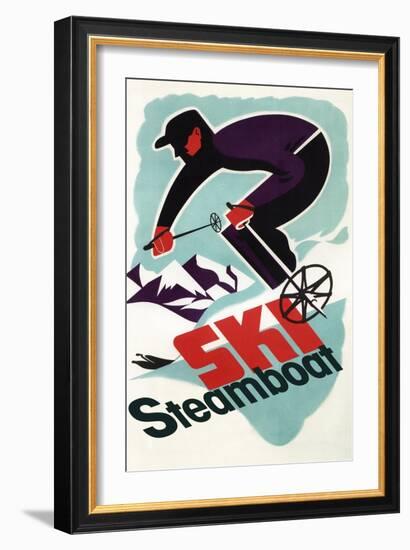 Ski Steamboat Springs, Co - Vintage Travel Poster, c.2008-Lantern Press-Framed Art Print