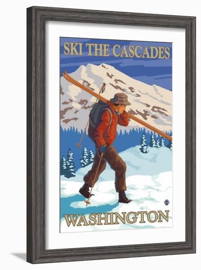 Ski the Cascades, Cascade Mountains, Washington-Lantern Press-Framed Art Print