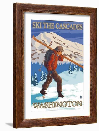 Ski the Cascades, Cascade Mountains, Washington-Lantern Press-Framed Art Print