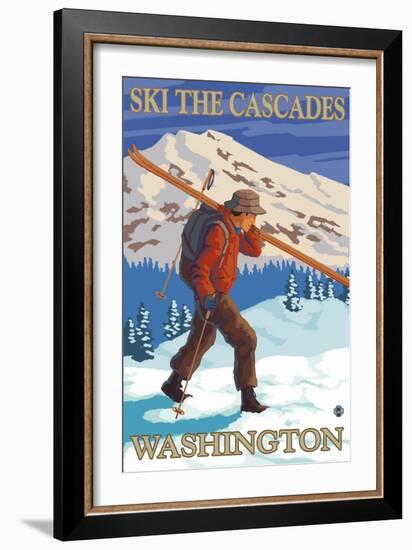 Ski the Cascades, Cascade Mountains, Washington-Lantern Press-Framed Art Print