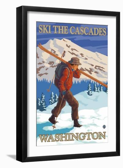 Ski the Cascades, Cascade Mountains, Washington-Lantern Press-Framed Art Print