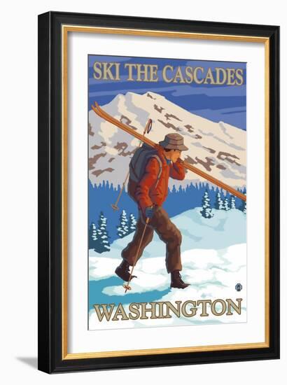 Ski the Cascades, Cascade Mountains, Washington-Lantern Press-Framed Art Print