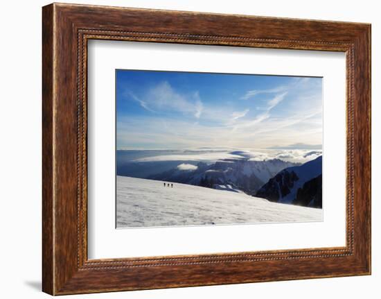 Ski Tourer on Mont Blanc and Mont Blanc Du Tacul, Rhone Alpes-Christian Kober-Framed Photographic Print