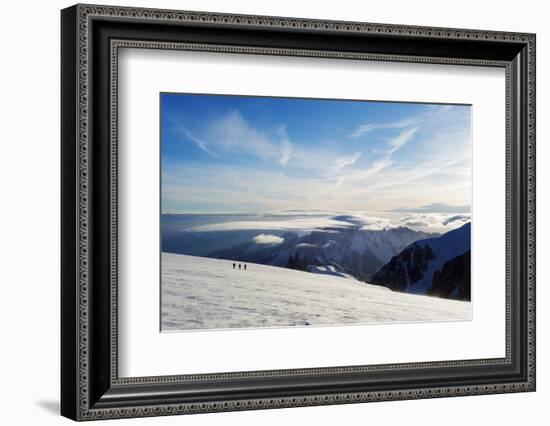 Ski Tourer on Mont Blanc and Mont Blanc Du Tacul, Rhone Alpes-Christian Kober-Framed Photographic Print